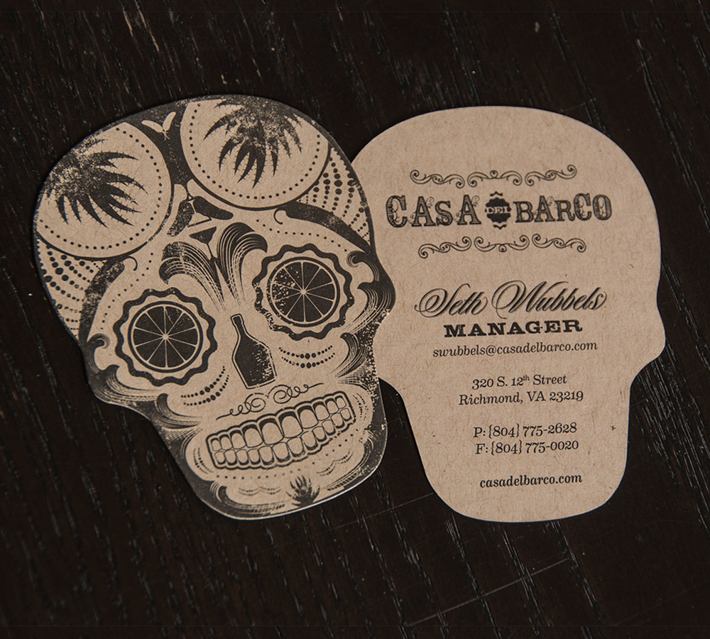 die cut sugar skull business card